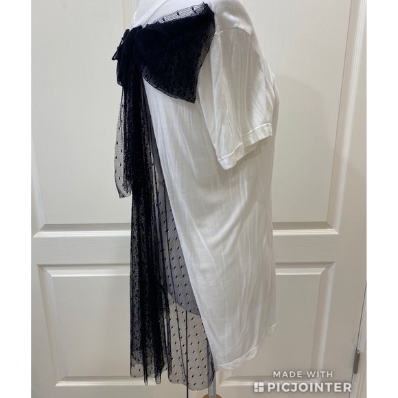 RED Valentino Lace Bow Detail Hi Lo Jersey Tee - Picture 5 of 6